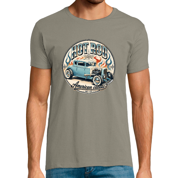 T-shirt Homme col rond REGENT FIT KLASSS "HOT ROD AMERICAN CLASSIC BLUE"