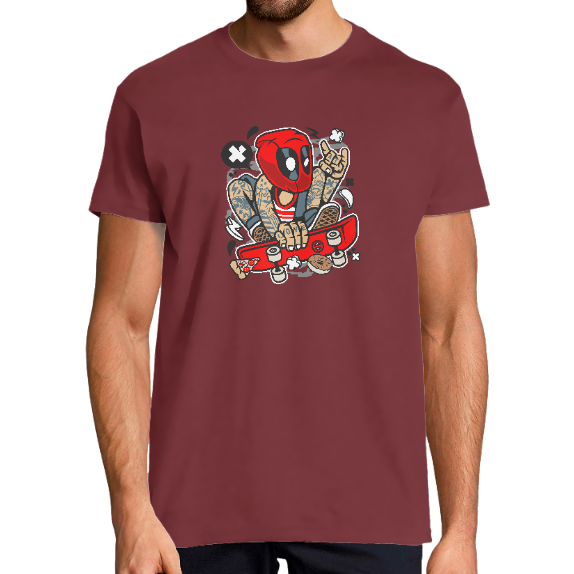 T-SHIRT DEADPOOL SKATER HOMME