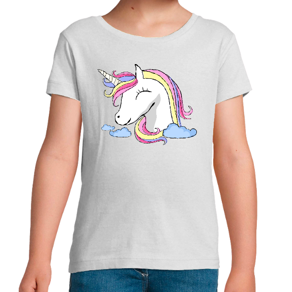 T-SHIRT TÊTE DE LICORNE FILLE