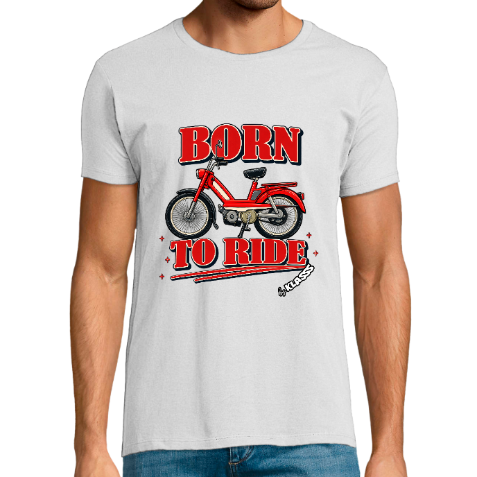T-shirt Homme REGENT FIT KLASSS "BORN TO RIDE Mobylette" col rond 