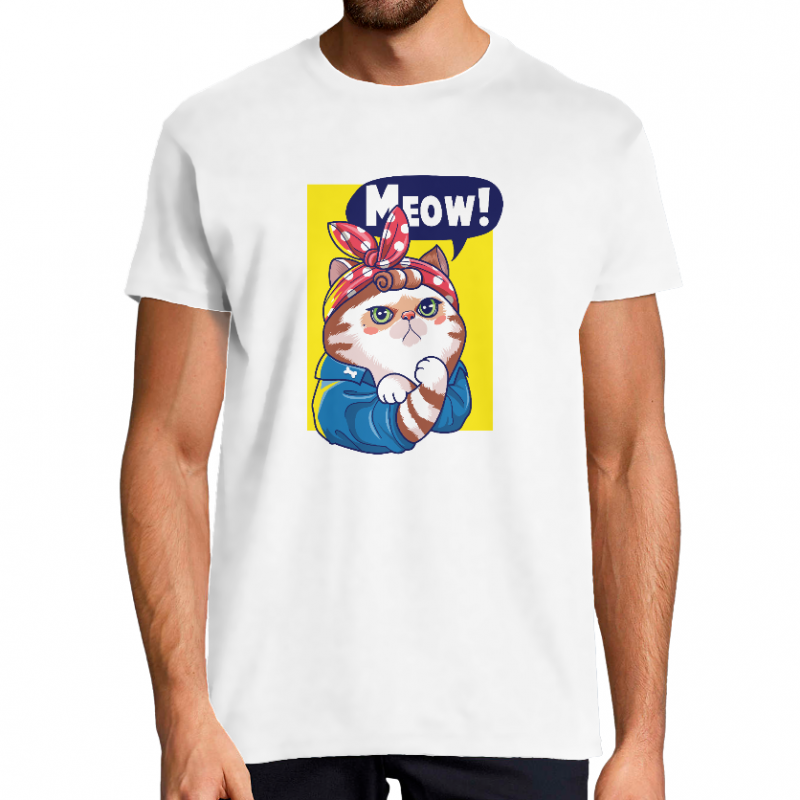 T-SHIRT CHAT MEOW HOMME