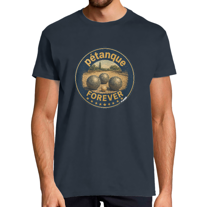 T-SHIRT HOMME Vintage "Pétanque Forever" KLASSS col rond