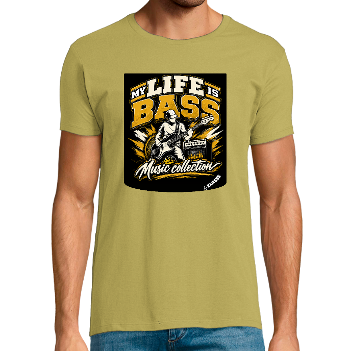 T-shirt Homme  FIT KLASSS "MY LIFE IS BASS" col rond REGENT Style Musique