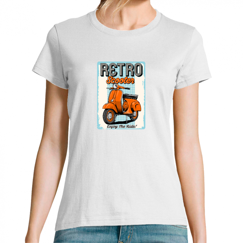 T-SHIRT RETRO SCOOTER ENJOY THE RIDE FEMME