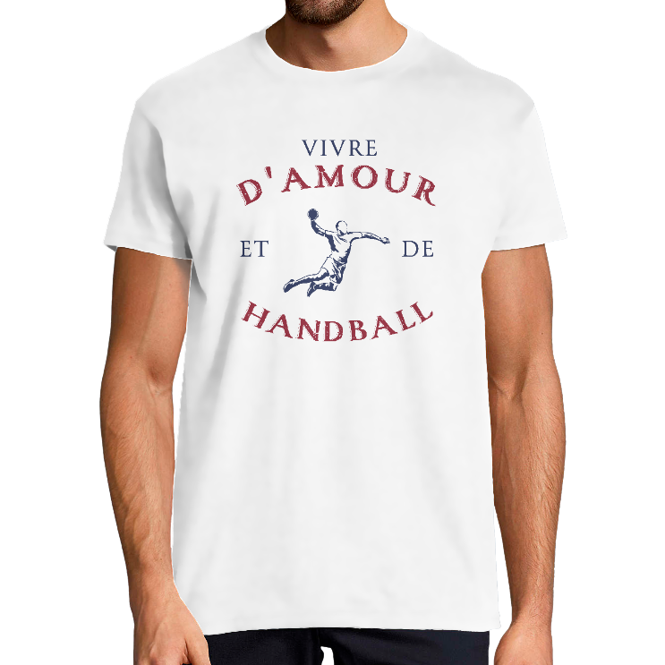 T-SHIRT VIVRE D'AMOUR ET D'HANDBALL POUR HOMME