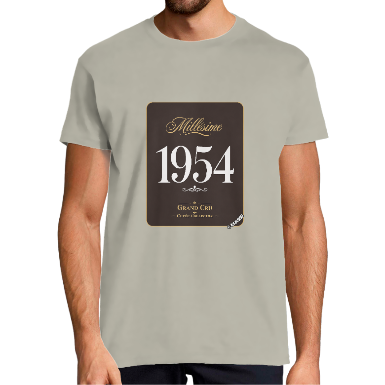 T-SHIRT HOMME KLASSS VINTAGE "MILLESIME 1954 Grand Cru" col rond 190 gr