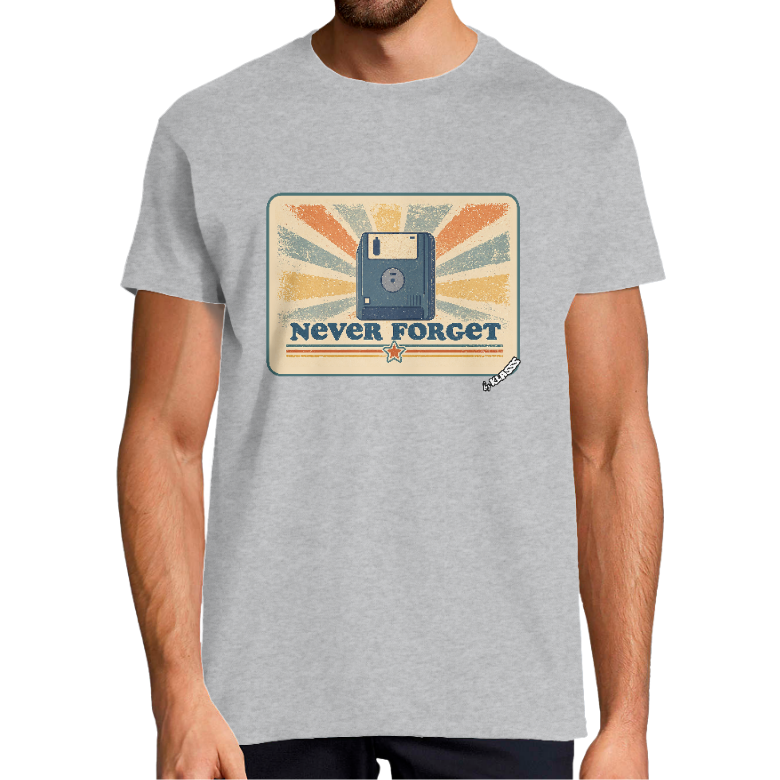 T-SHIRT HOMME KLASSS VINTAGE "DISQUETTE NEVER FORGET", col rond 150 gr