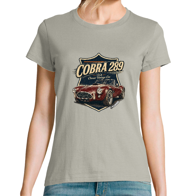 T-SHIRT FEMME COL Rond KLASSS "VINTAGE COBRA 289" - Coupe confortable, design Original