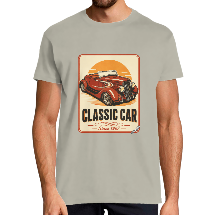 T-SHIRT HOMME KLASSS VINTAGE "HOT ROD CLASSIC CAR Since 1967" col rond 190 gr