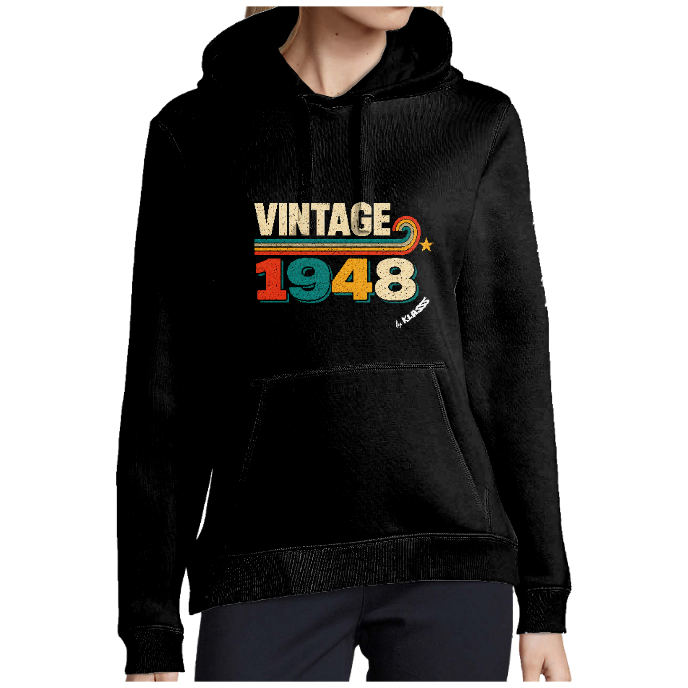 SWEAT A CAPUCHE FEMME KLASSS "VINTAGE 1948", Design original