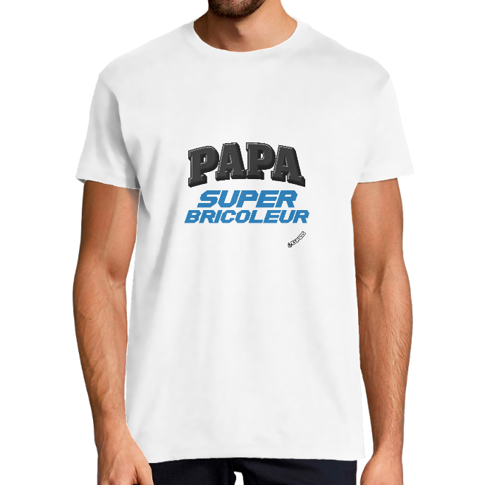 T-shirt Homme "PAPA SUPER BRICOLEUR" KLASSS col rond 190 gr