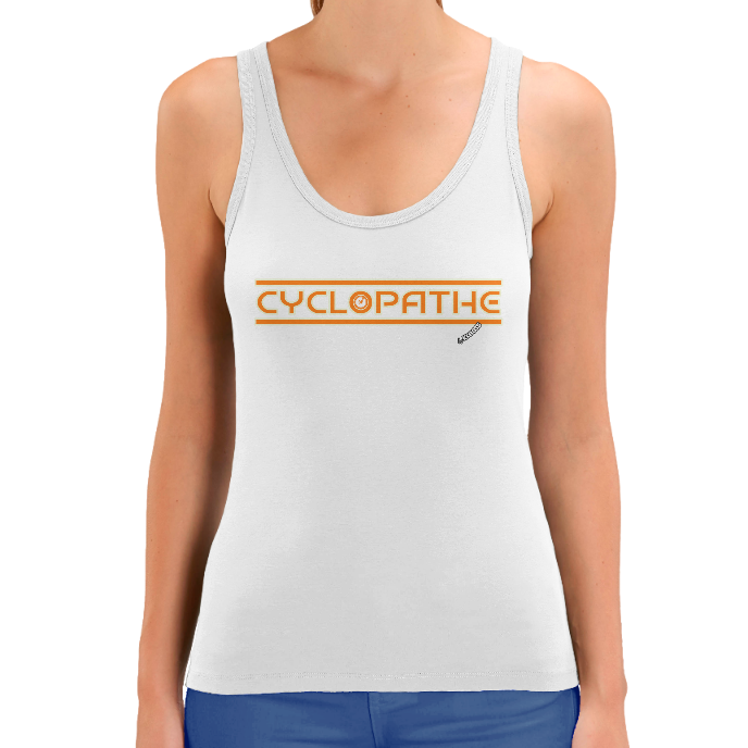 Débardeur FEMME KLASSS  "CYCLOPATHE" Blanc, coton bio