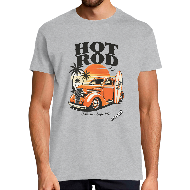 T-SHIRT HOMME KLASSS "HOT ROD SURFING VINTAGE", col rond 190 gr