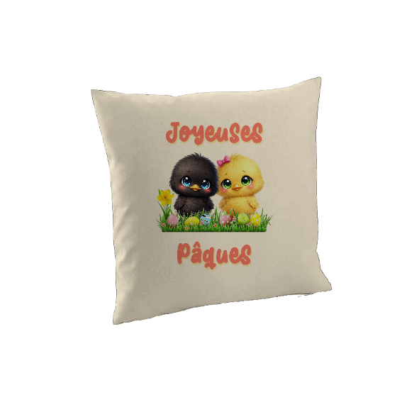  Housse de coussin Joyeuses Pâques poussins kawaii – déco Pâques