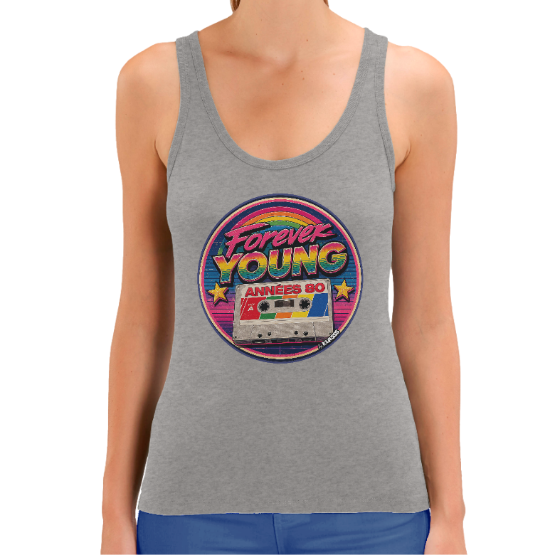 Débardeur FEMME "FOREVER YOUNG"  - Style Vintage, coton bio