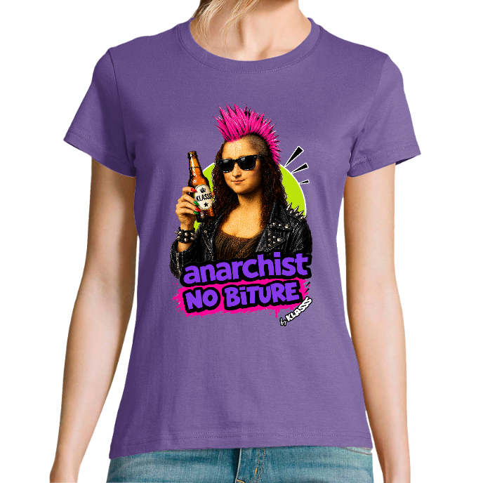 T-SHIRT FEMME COL Rond KLASSS MONA PUNK, NO BITURE" - Coupe très ajustée, design VINTAGE Chic