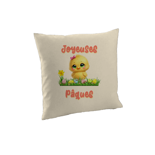 Housse de coussin Joyeuses Pâques poussin kawaii – coussin décoratif Pâques