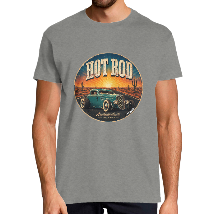 T-shirt Homme "HOT ROD VINTAGE Classic road" KLASSS col rond 190 gr