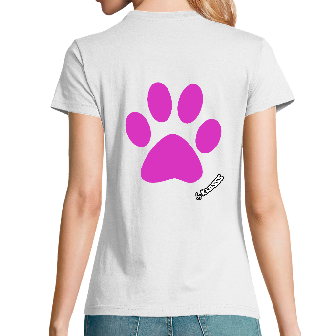 T-SHIRT FEMME COL Rond KLASSS "EMPREINTE DE CHAT" - Coupe universelle, design Chic