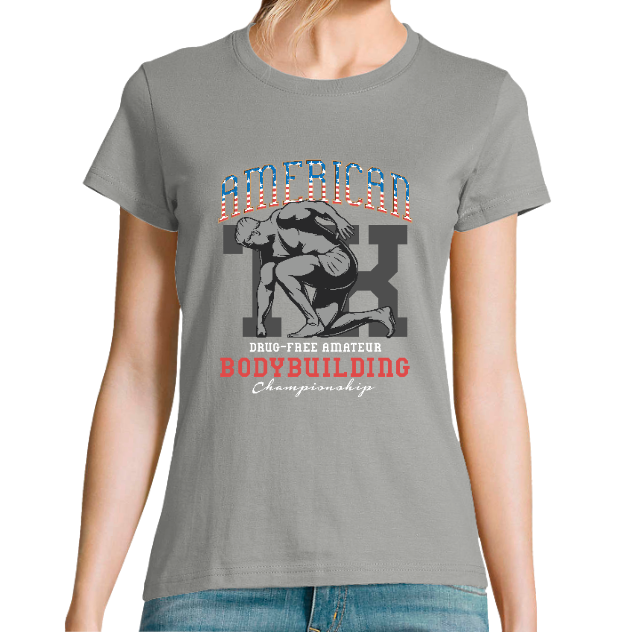T-SHIRT AMERICAN BODYBUILDING FEMME – T-shirt fitness musculation style US