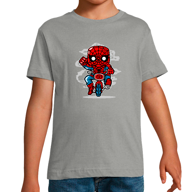 T-SHIRT SPIDERMAN SUR UNE MOTO GARÇON