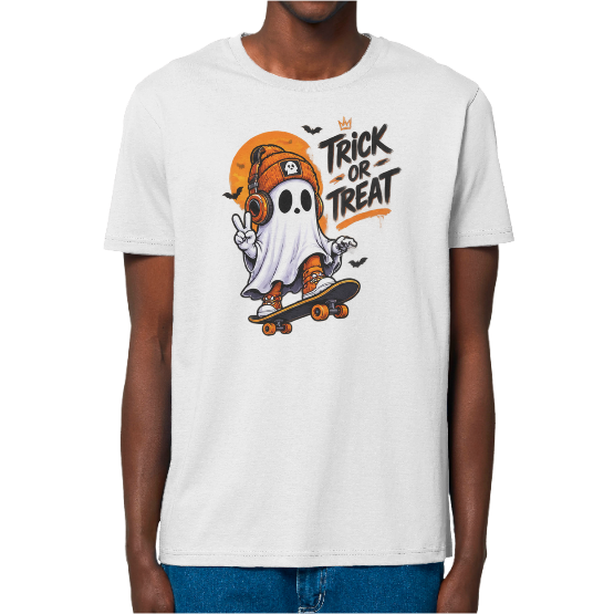 T-shirt Halloween Trick or Treat – Fantôme skateur
