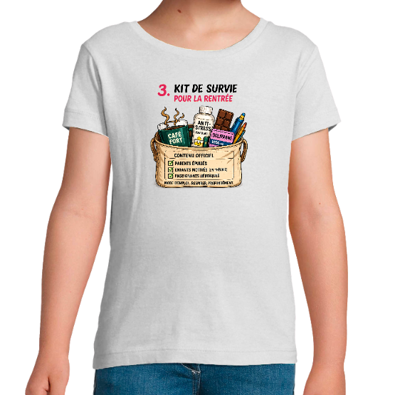 T-shirt fille rentrée scolaire – Kit de survie pour la rentrée