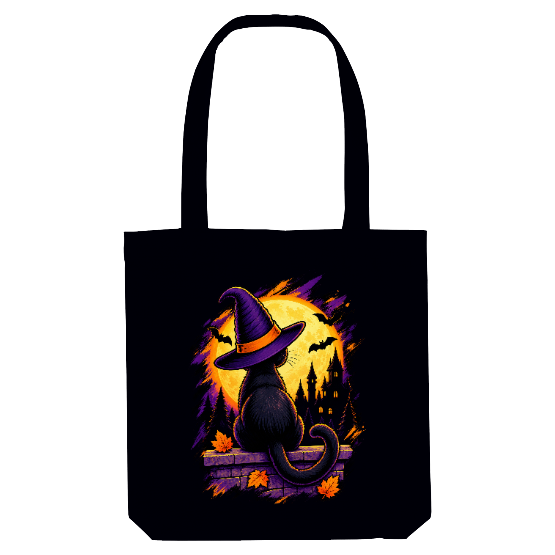 Tote bag Halloween Witch Cat Moon – Chat noir sorcière
