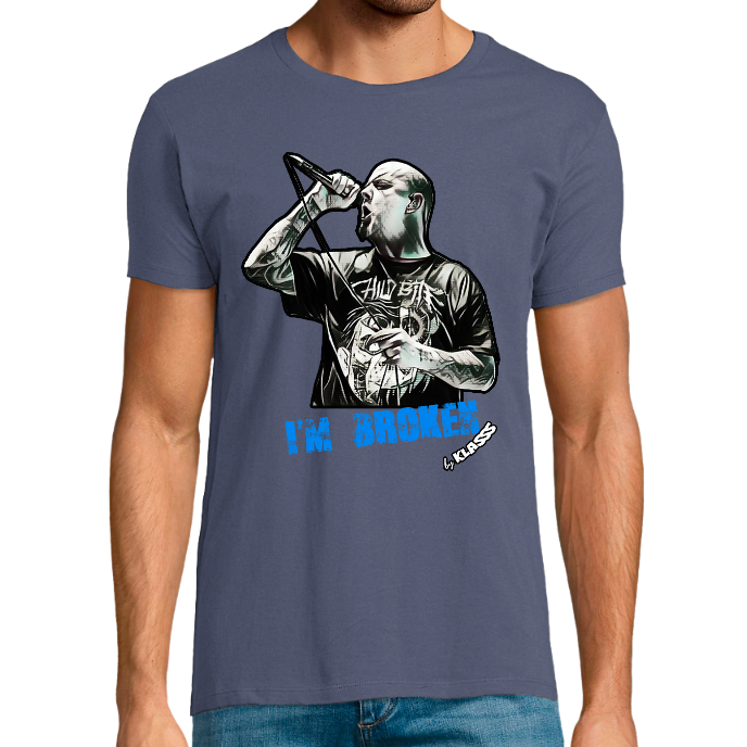 T-shirt Homme REGENT FIT KLASSS "I'M BROKEN" MUSIQUE METAL col rond 