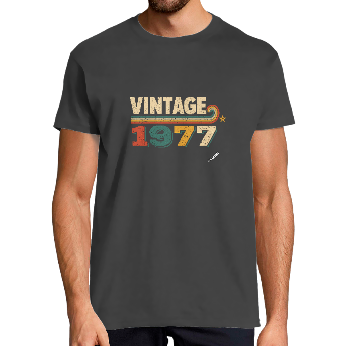 T-SHIRT HOMME "Vintage 1977" KLASSS col rond 190 gr