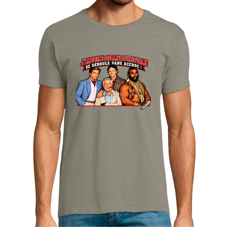 T-shirt Homme REGENT FIT KLASSS "J'adore quand un plan se déroule sans accroc" col rond 