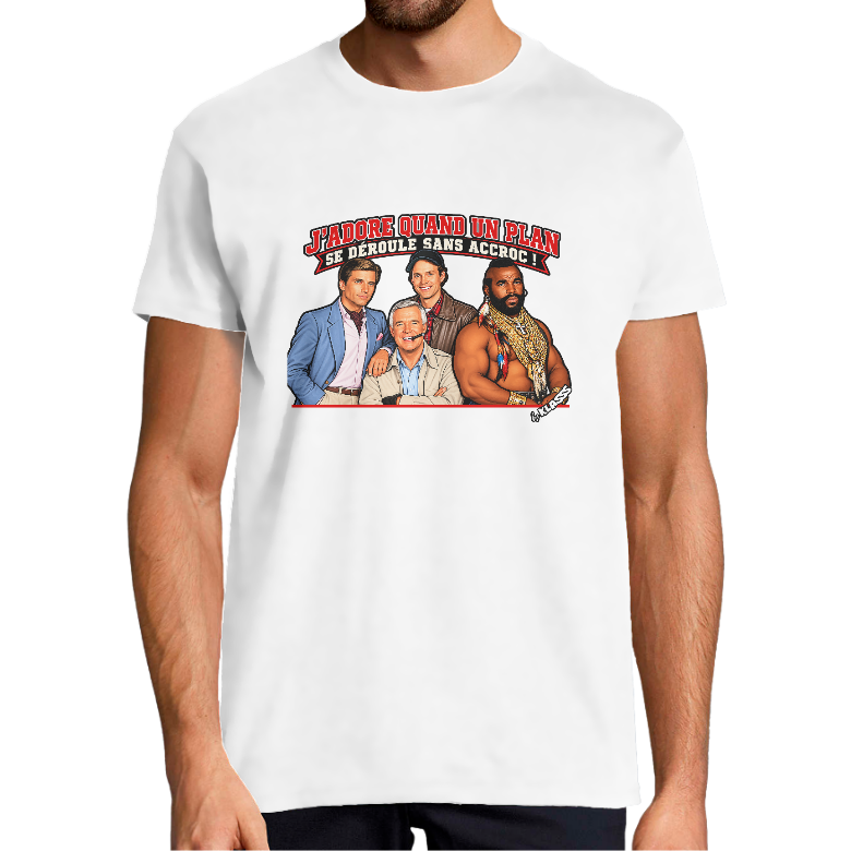 T-SHIRT HOMME KLASSS SERIE TV "J'adore quand un plan se déroule sans accroc", col rond 150 gr