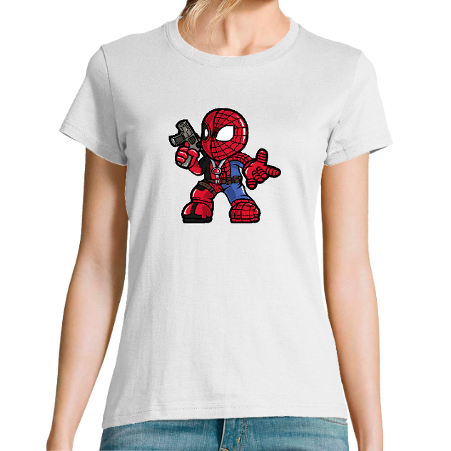  T-Shirt Spider-Man Armé Femme – Tee-shirt Super-Héros Col Rond