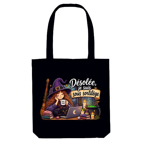 Tote bag Halloween Désolée, je suis sous sortilège – Sorcière