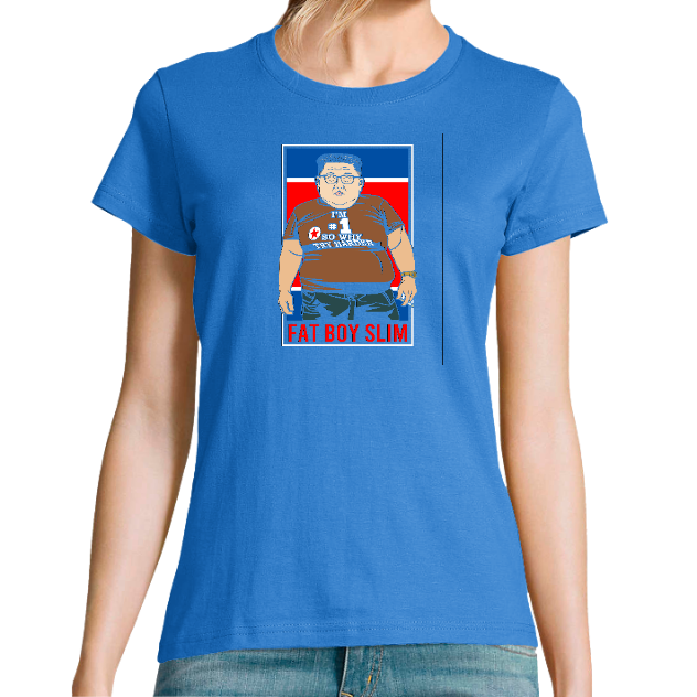 T-SHIRT FAT BOY SLIM FEMME– Tee-shirt humour musique pop culture