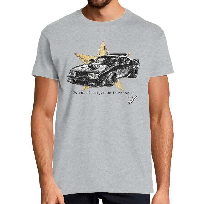 T-SHIRT HOMME KLASSS VINTAGE AUTOMOBILE "JE SUIS L'AIGLE DE LA ROUTE", col rond 190 gr