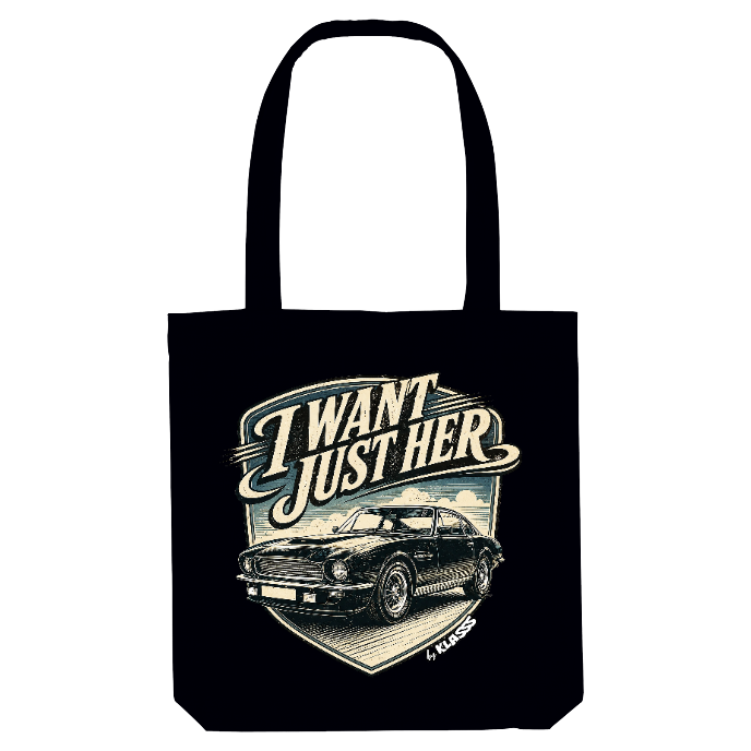 TOTE BAG KLASSS VINTAGE CAR "I WANT JUST HER", fan automobile chic