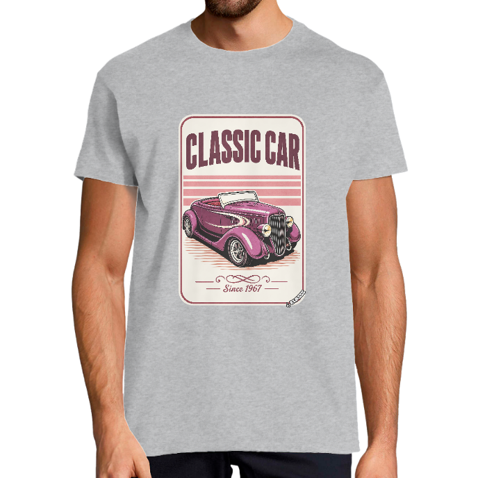T-SHIRT HOMME KLASSS VINTAGE "Classic Car HOT ROD Since 1967", col rond 190 gr