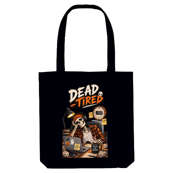 Tote bag Halloween Dead Tired – Squelette au travail