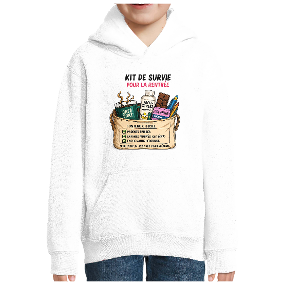 Sweat enfant unisexe rentrée scolaire – Kit de survie pour la rentrée