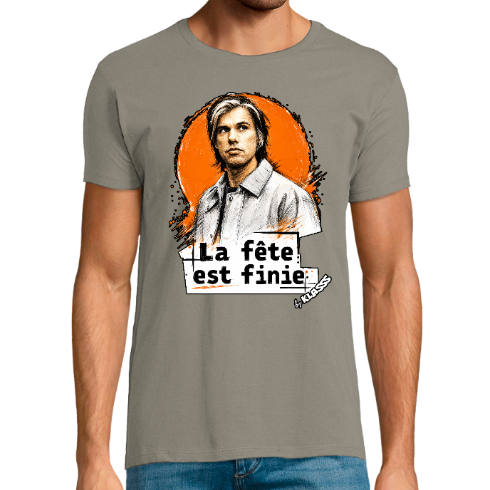 T-shirt Homme REGENT FIT KLASSS "La fête est finie" Style RAP, col rond  150 gr