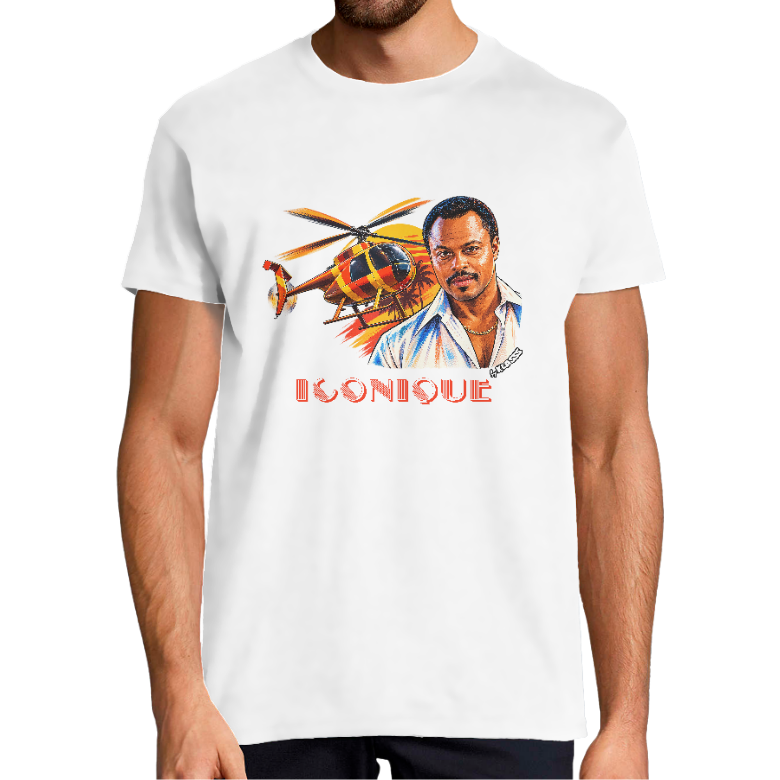 T-SHIRT HOMME KLASSS SERIE TV "ICONIQUE HELICOPTERE MAGNUM", col rond 150 gr