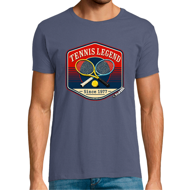 T-shirt Homme REGENT FIT KLASSS "VINTAGE TENNIS CLUB 1977" col rond 