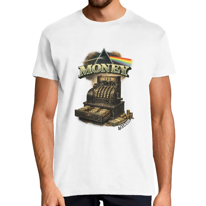 T-SHIRT HOMME KLASSS VINTAGE MUSIC "MONEY, col rond 190 gr