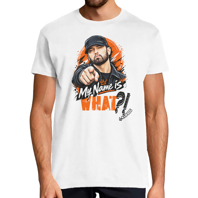 T-shirt Homme KLASSS MUSIQUE "MY NAME IS WHAT - RAP Collection" col rond 150 gr 