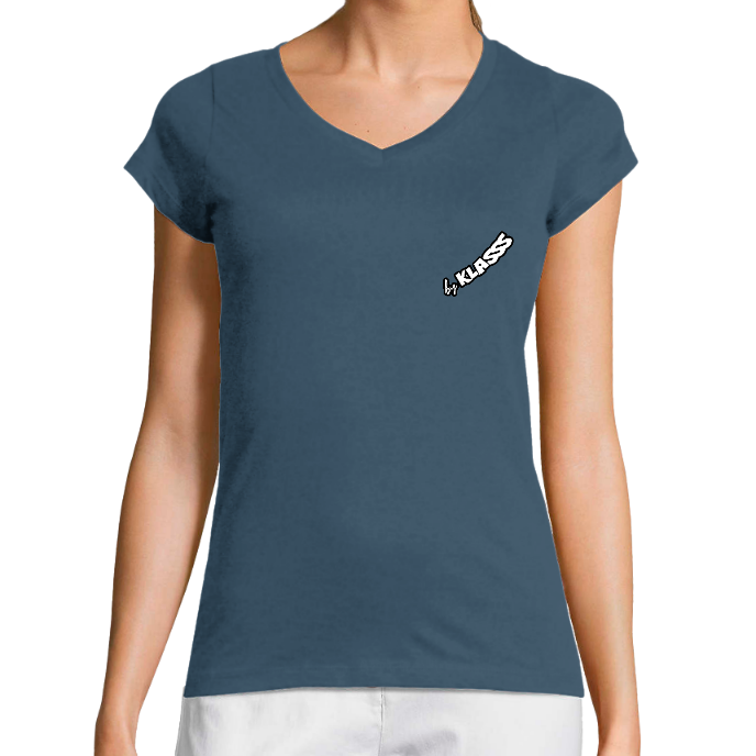 T-SHIRT FEMME COL V KLASSS "HIGH WAVE SURF" - Coupe très ajustée, design VINTAGE Chic