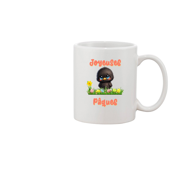 Mug Joyeuses Pâques avec Poussin Mignon – Tasse Blanche Thème Pâques