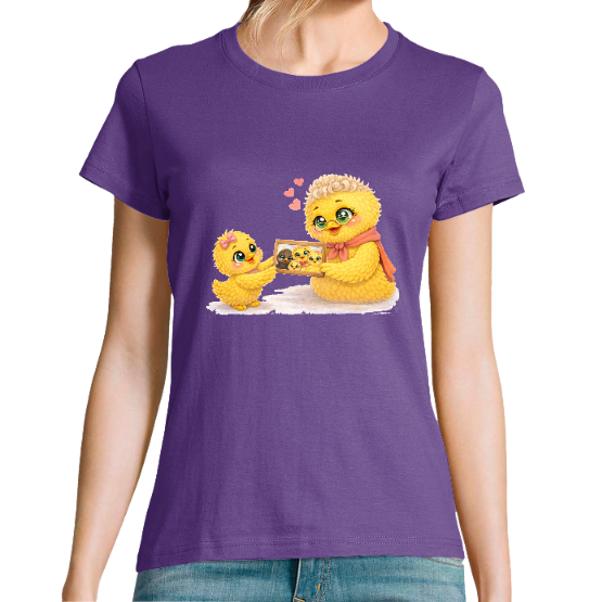 T-shirt Femme "Mamie & Petit Poussin" – Cadeau Tendre Fête des Grands-Mères