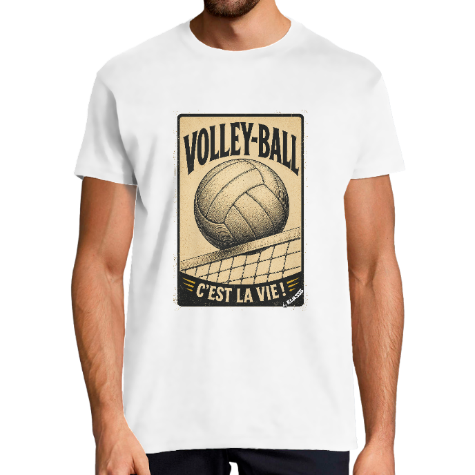 T-SHIRT HOMME Vintage "VOLLEYBALL, C'est la VIE" KLASSS col rond 190 gr