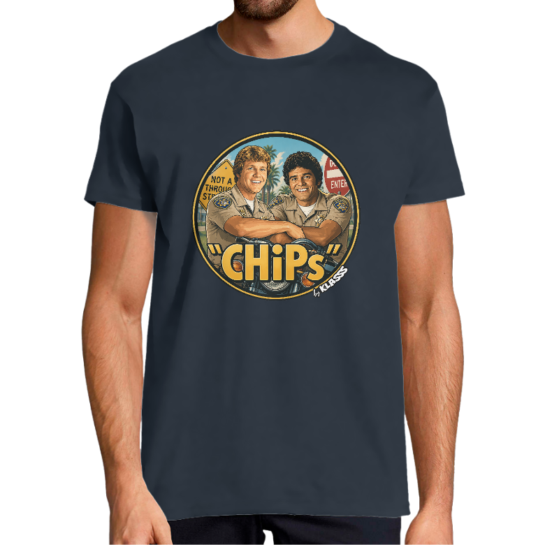 T-SHIRT HOMME KLASSS SERIE TV "Iconique CHIPS", Style Vintage, col rond 190 gr